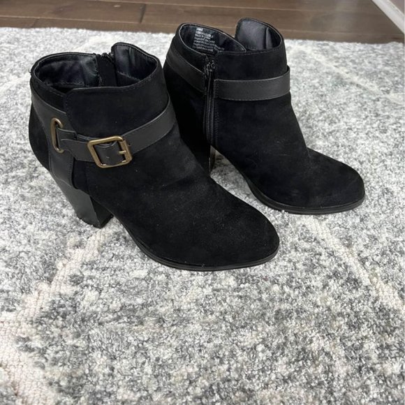 Black Suede Ankle Boots Size 8 - Picture 3 of 4